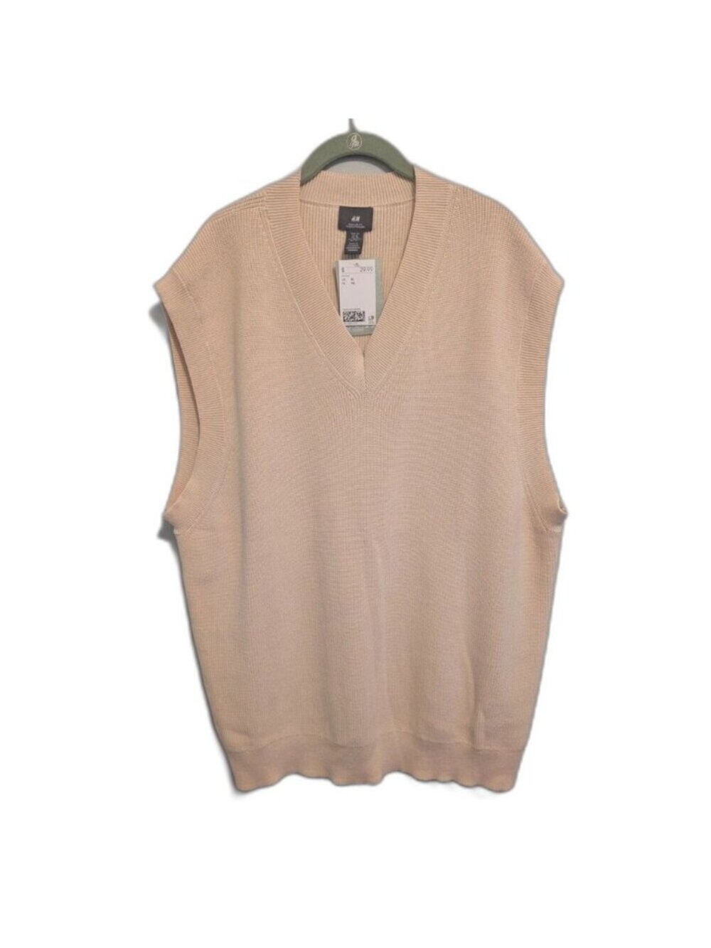 H&M Men's Regular-Fit V-Neck Knit Sweater Vest - Beige Size XL NWT